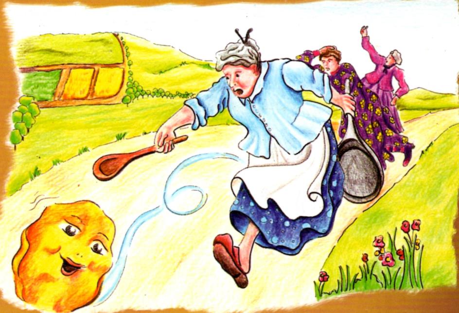 Die alten Damen jagen dem Pfannkuchen hinterher